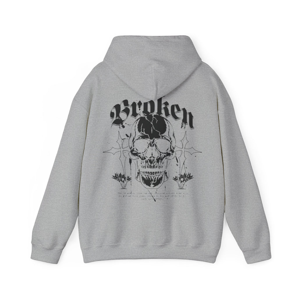 Skull "Broken" Graphic Hoodie — Gothic Streetwear Pullover