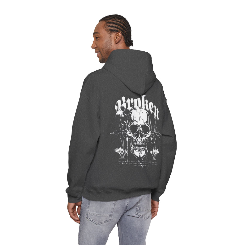 Skull "Broken" Graphic Hoodie — Gothic Streetwear Pullover