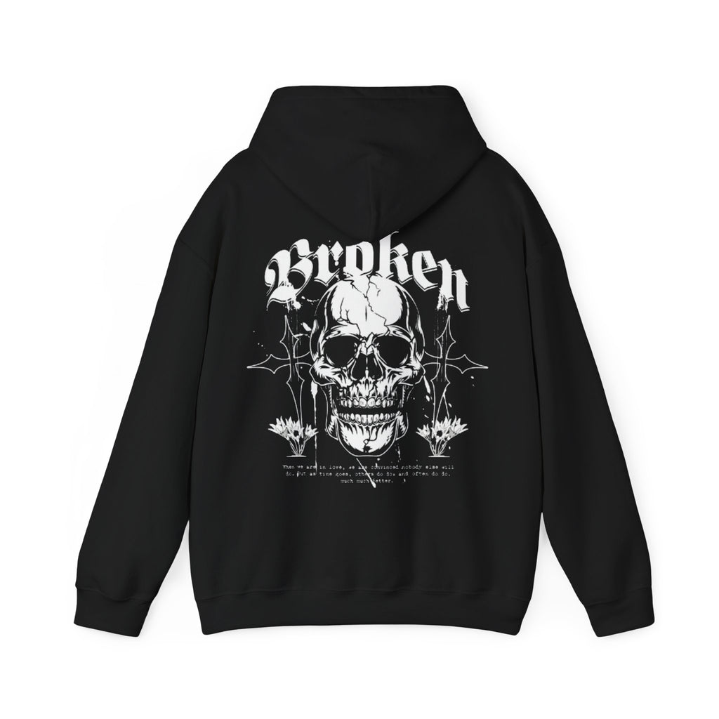 Skull "Broken" Graphic Hoodie — Gothic Streetwear Pullover