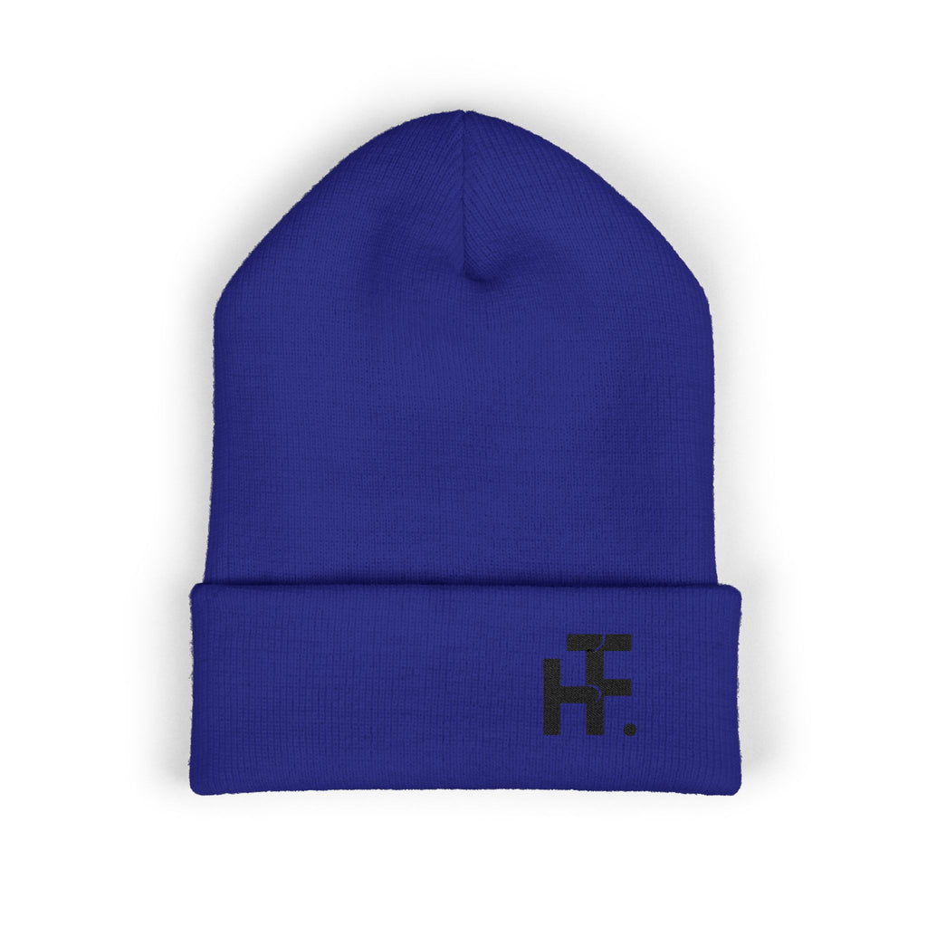 Embroidered Classic Cuffed Beanie — Olive Knit Winter Hat