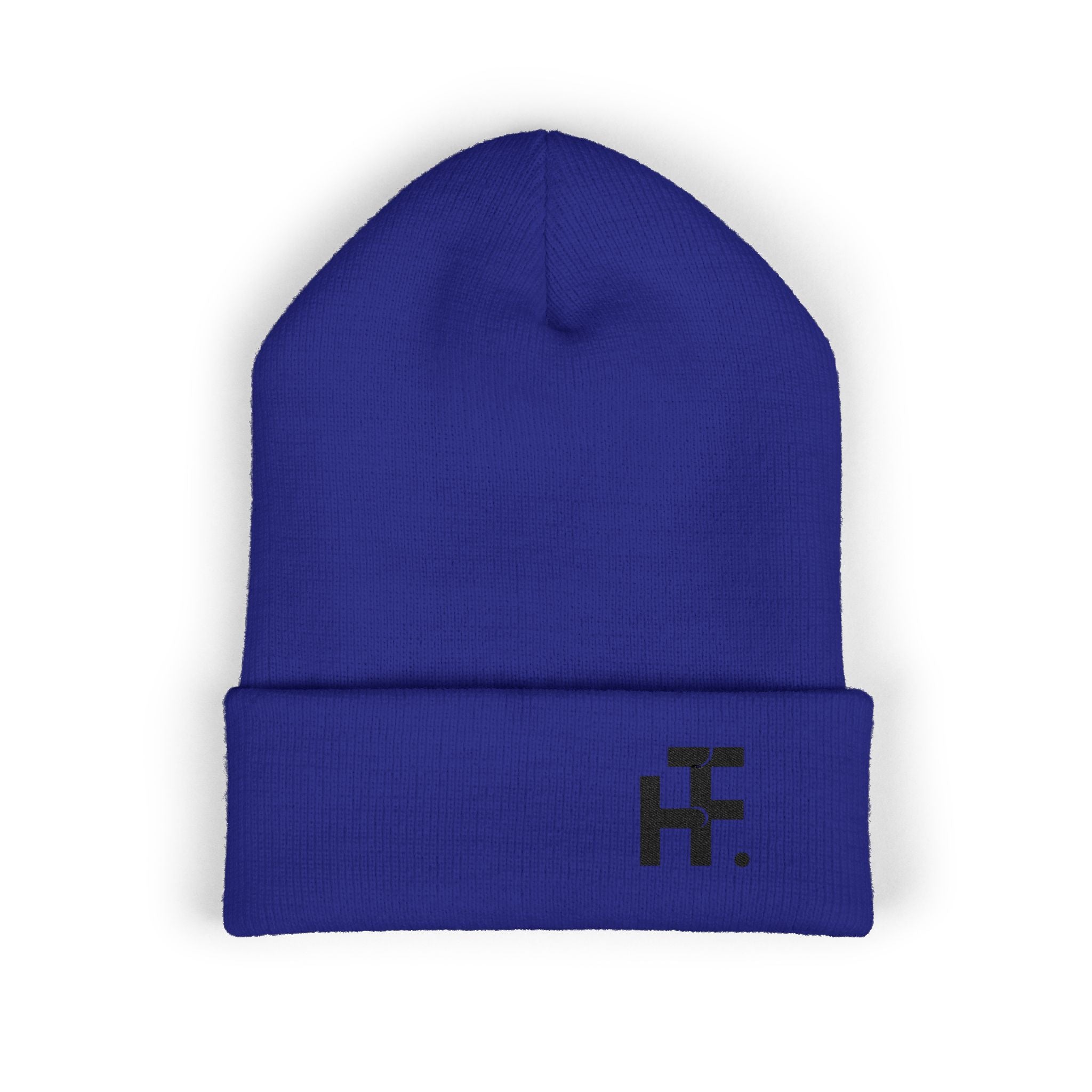 Embroidered Classic Cuffed Beanie — Olive Knit Winter Hat