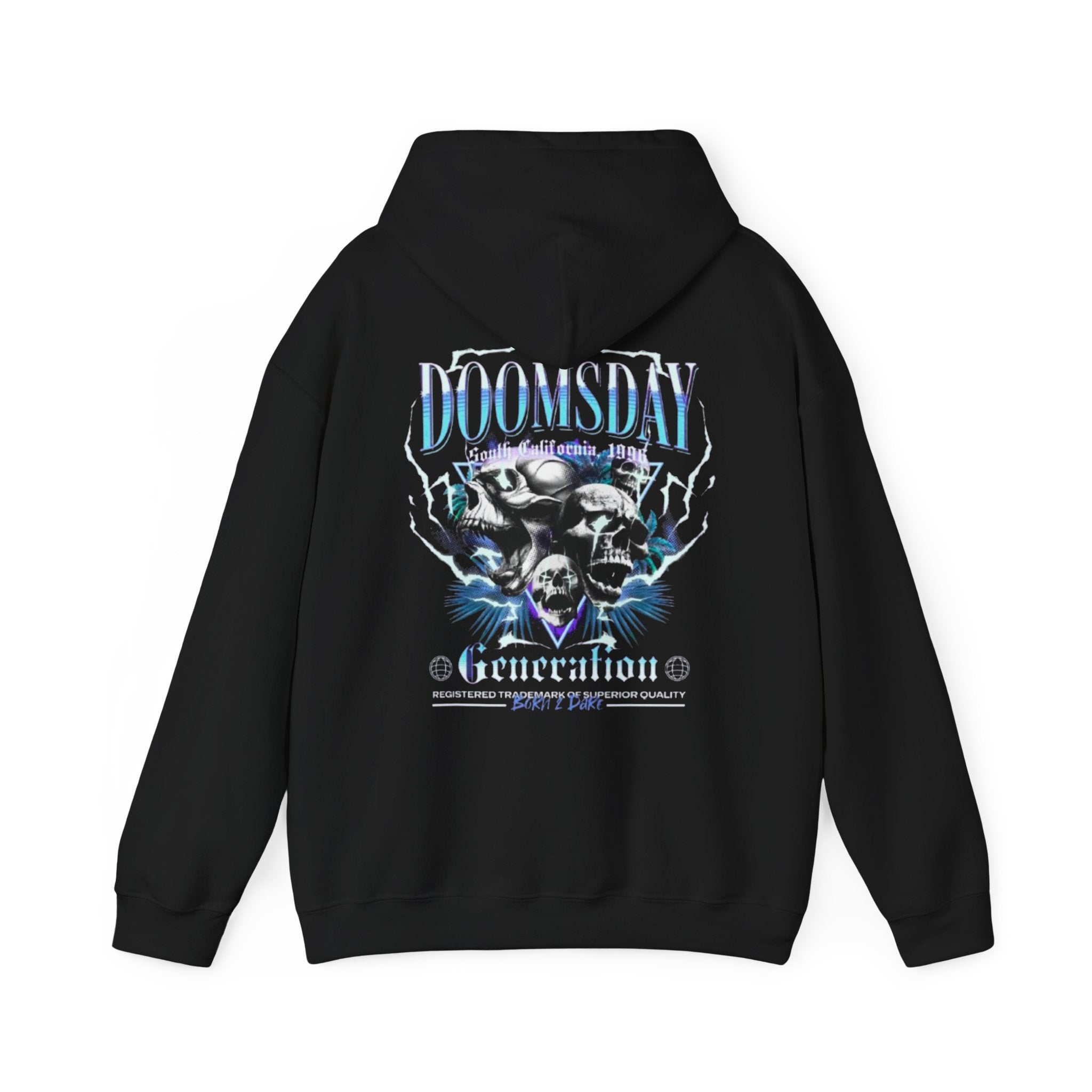 Doomsday Skull Hoodie – Gothic Graphic Backprint Pullover