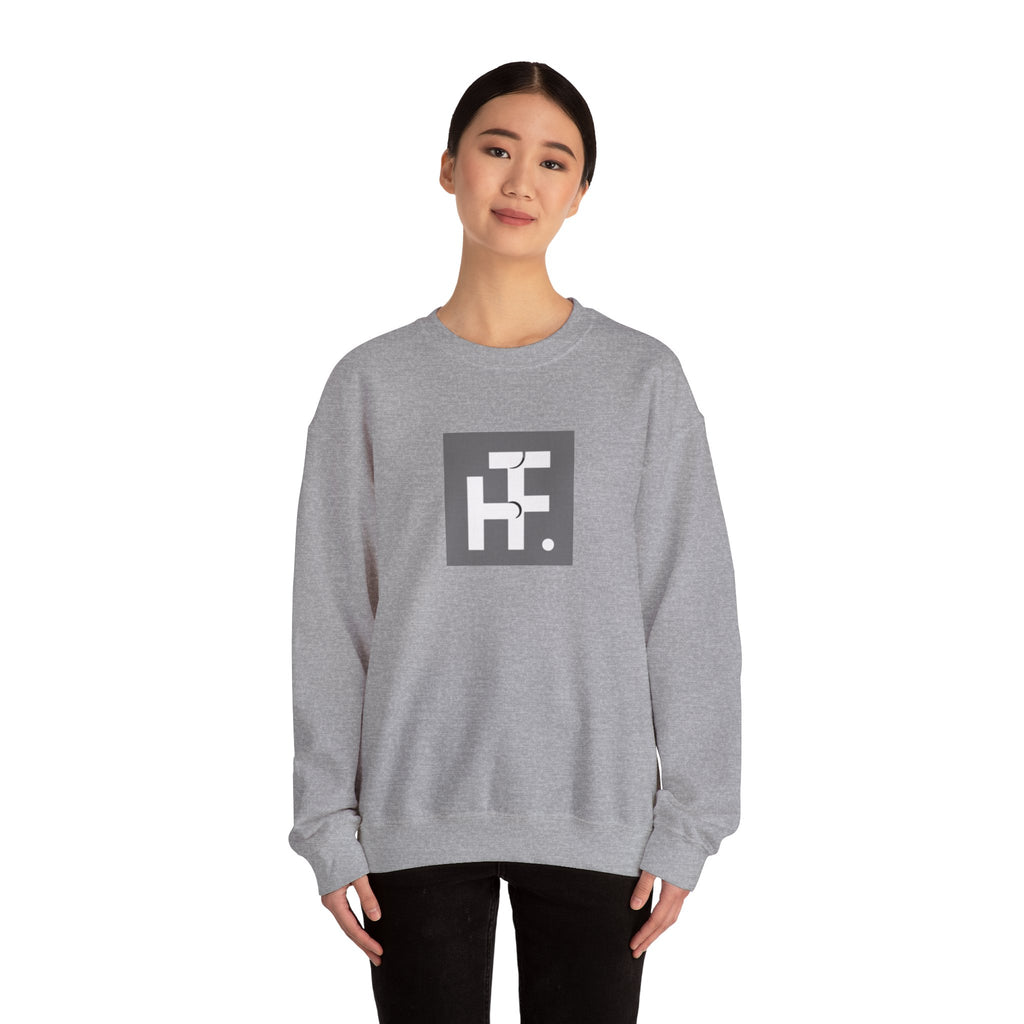 Minimalist HF Logo Sweatshirt — Monochrome Graphic Crewneck