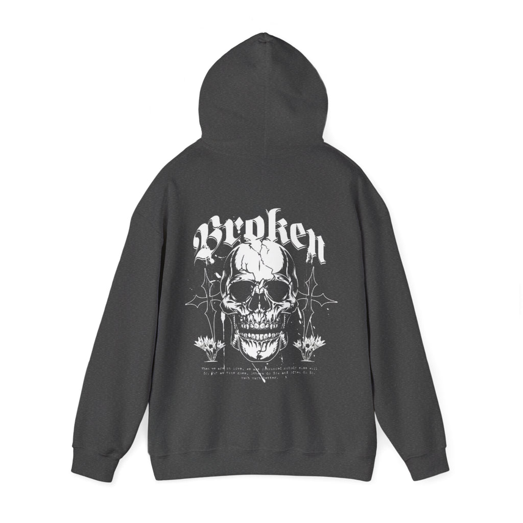 Skull "Broken" Graphic Hoodie — Gothic Streetwear Pullover