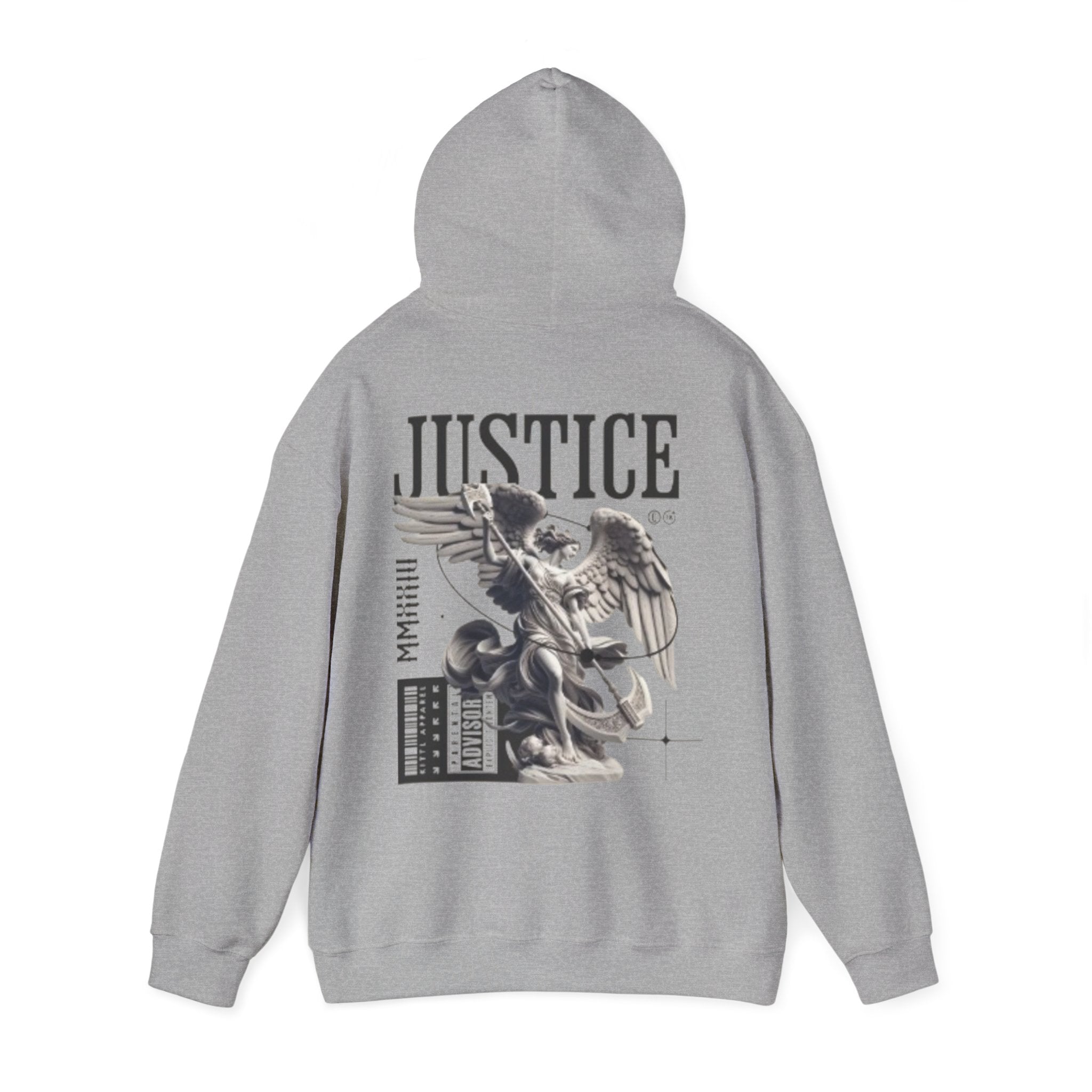 Justice Statue Graphic Hoodie — Angel of Justice Design