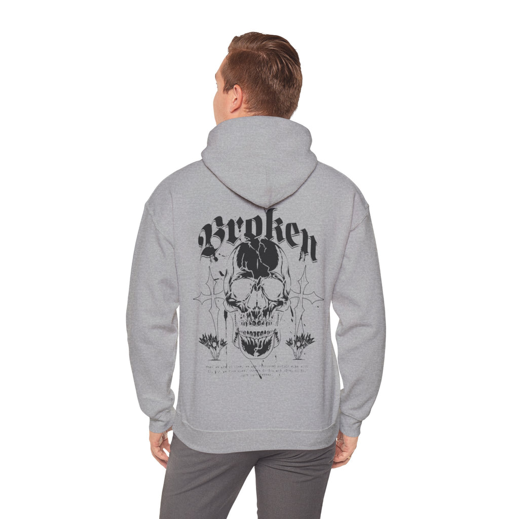 Skull "Broken" Graphic Hoodie — Gothic Streetwear Pullover