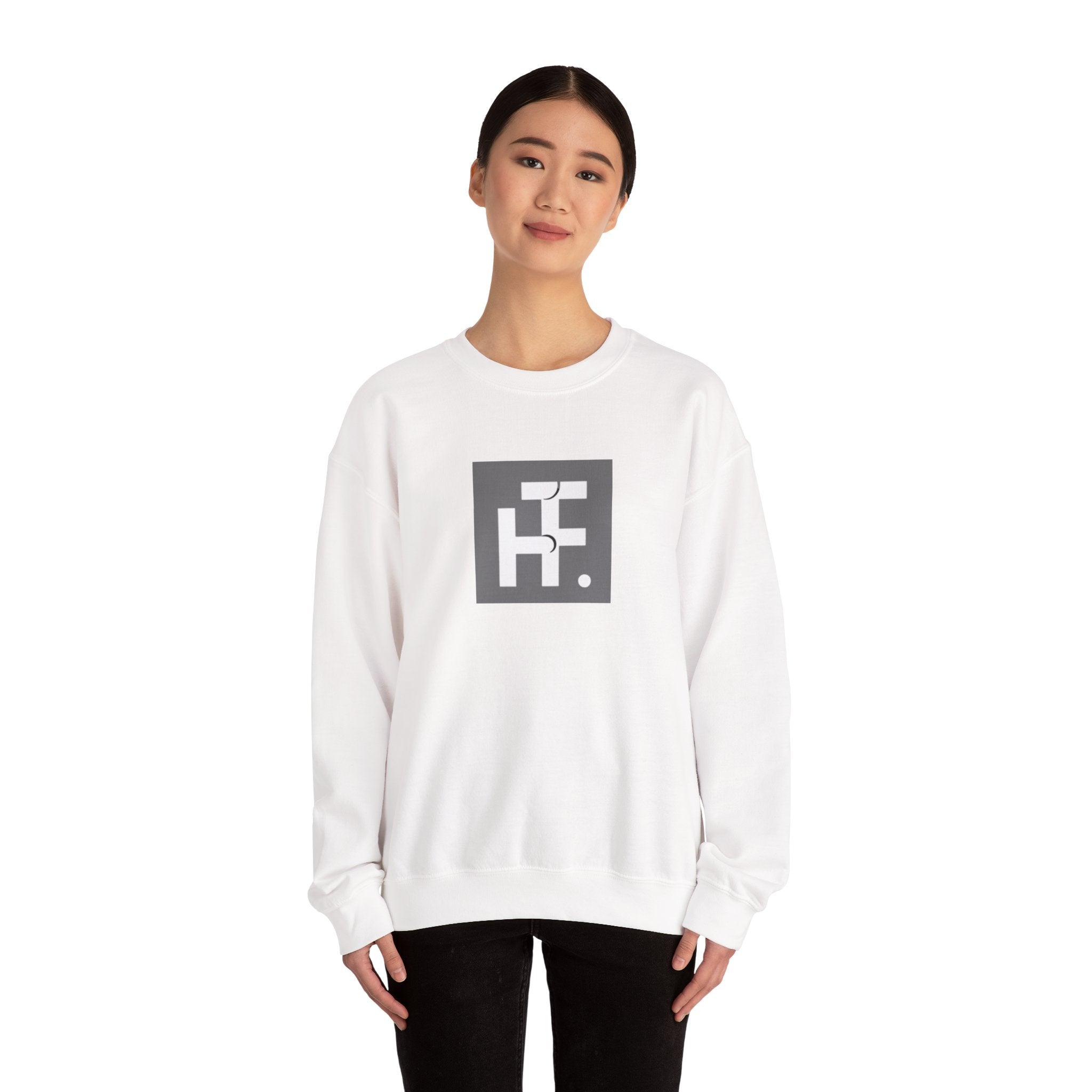 Minimalist HF Logo Sweatshirt — Monochrome Graphic Crewneck