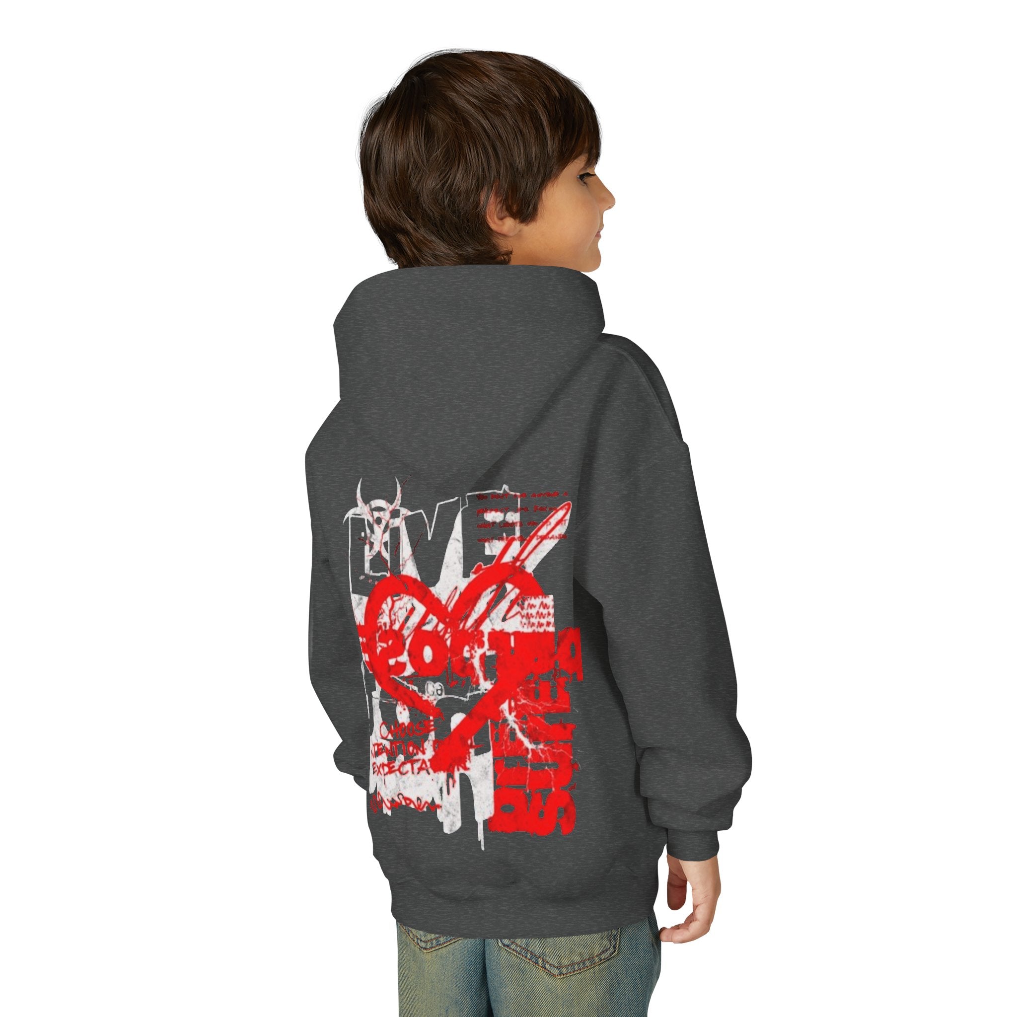Youth Graphic Hoodie — Turquoise Grunge Skate Logo