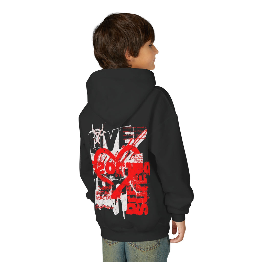 Youth Graphic Hoodie — Turquoise Grunge Skate Logo