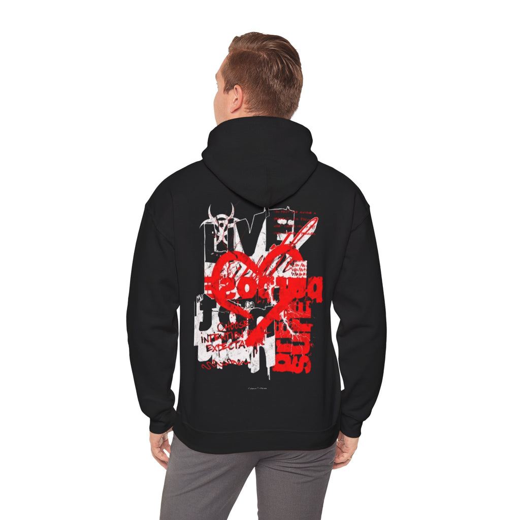 Graphic Hoodie — Turquoise Grunge Heart & Crossbones Streetwear