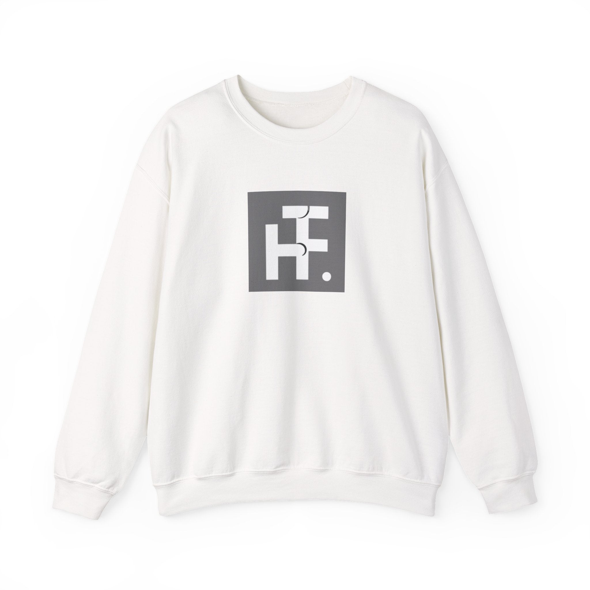 Minimalist HF Logo Sweatshirt — Monochrome Graphic Crewneck