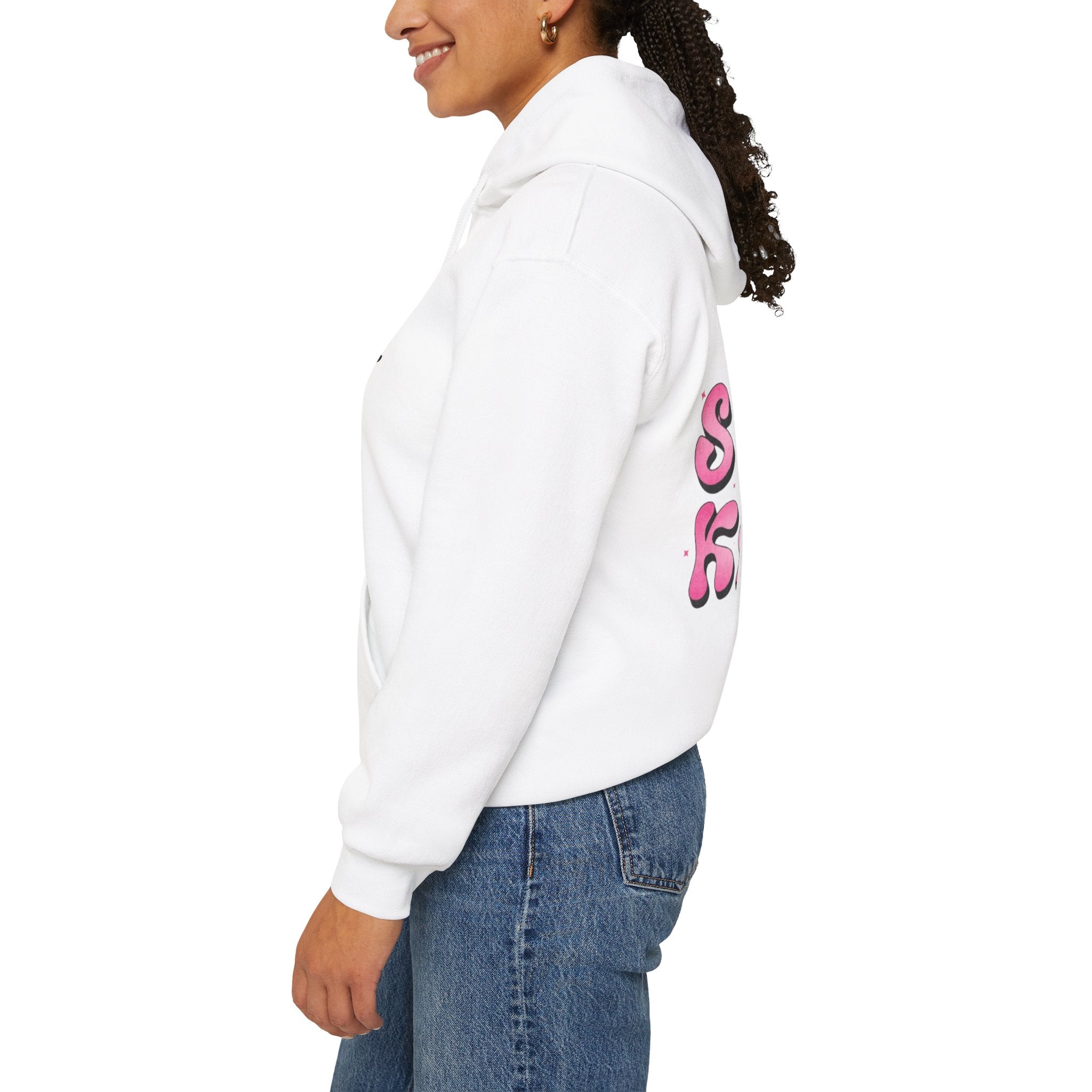 Stay Kind Hoodie — Retro Pink Bubble Letter Graphic Hooded Sweatshirt