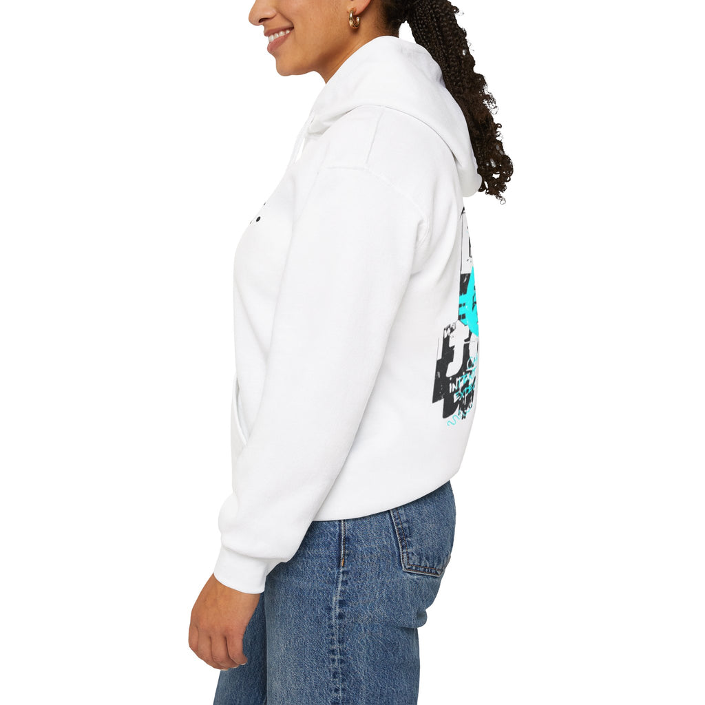 Graphic Hoodie — Turquoise Grunge Heart & Crossbones Streetwear