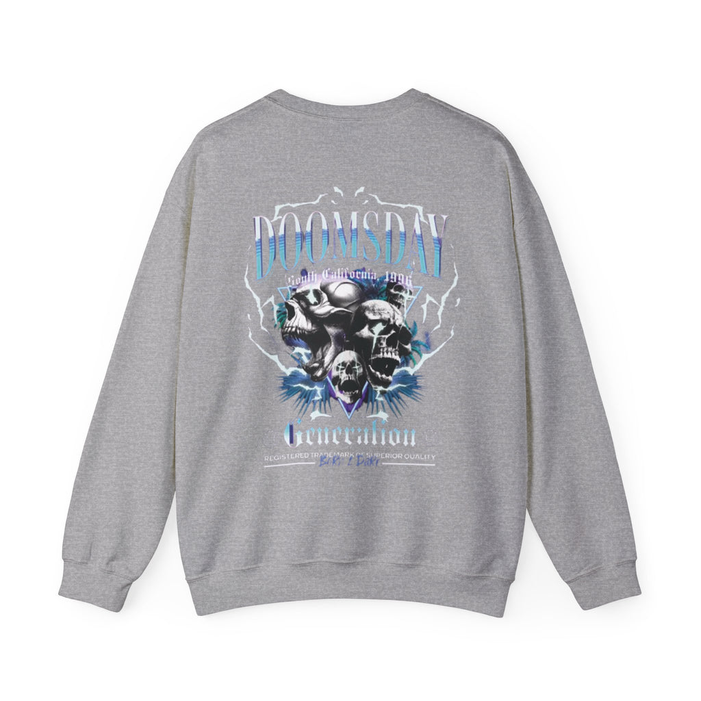 Doomsday Generation Crewneck Sweatshirt — Gothic Skull Graphic Pullover