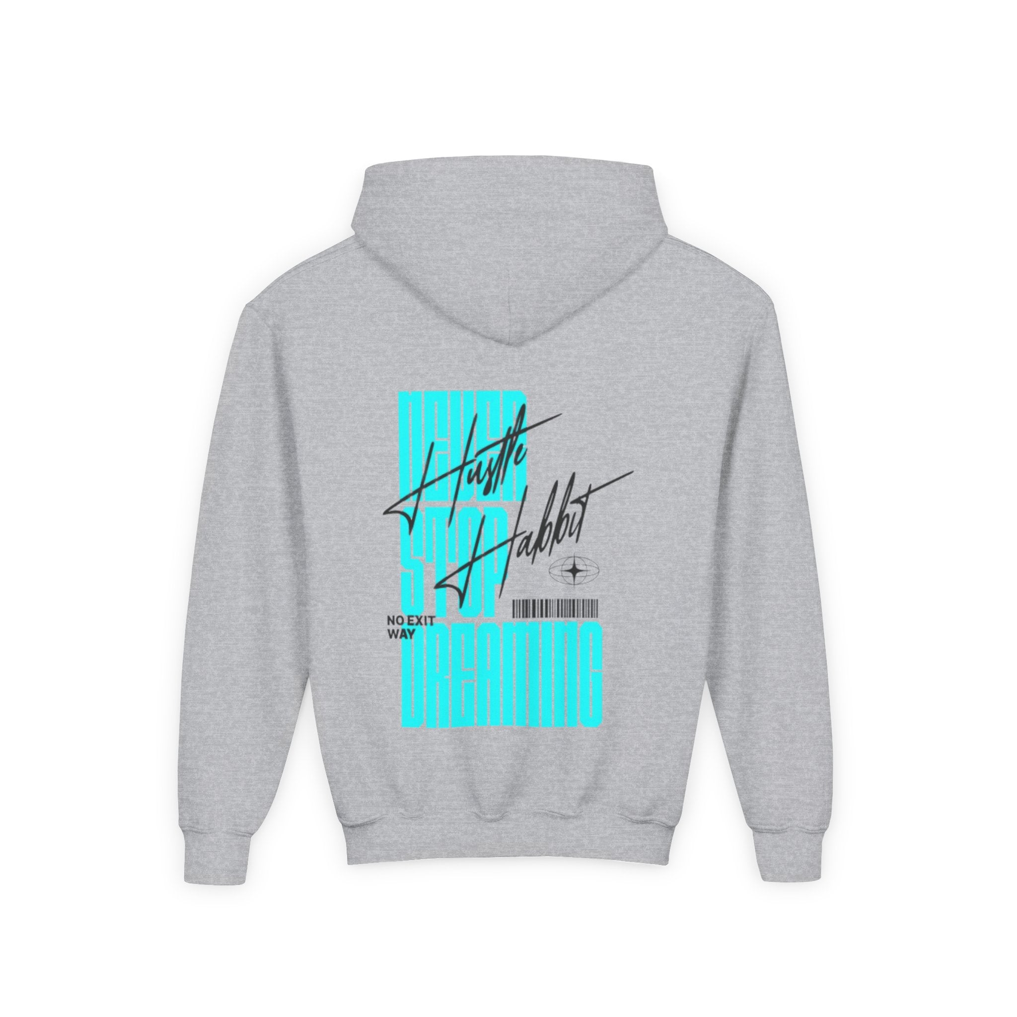 Youth Hoodie — Retro Futuristic 'Never Stop Dreaming' Graphic Pullover