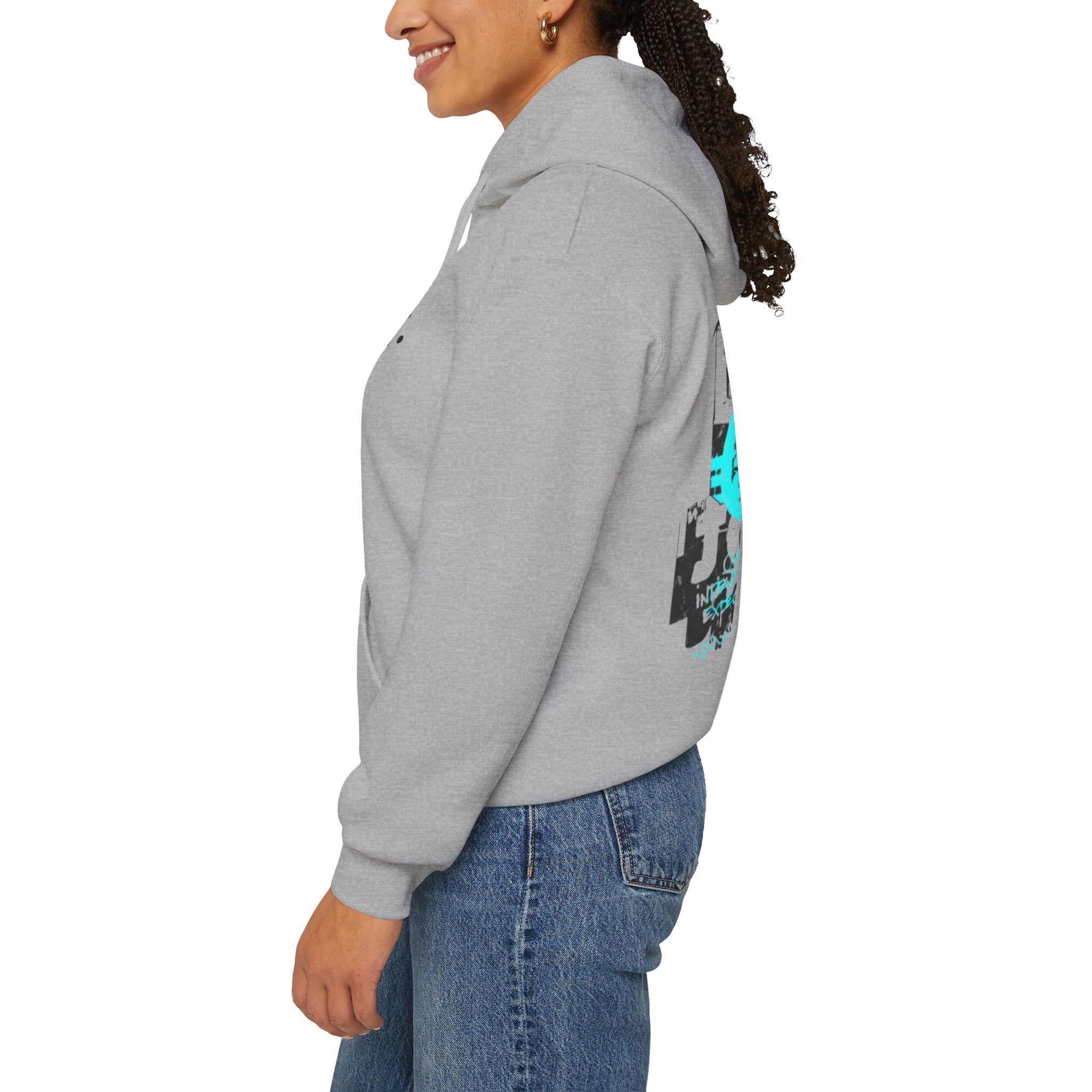 Graphic Hoodie — Turquoise Grunge Heart & Crossbones Streetwear