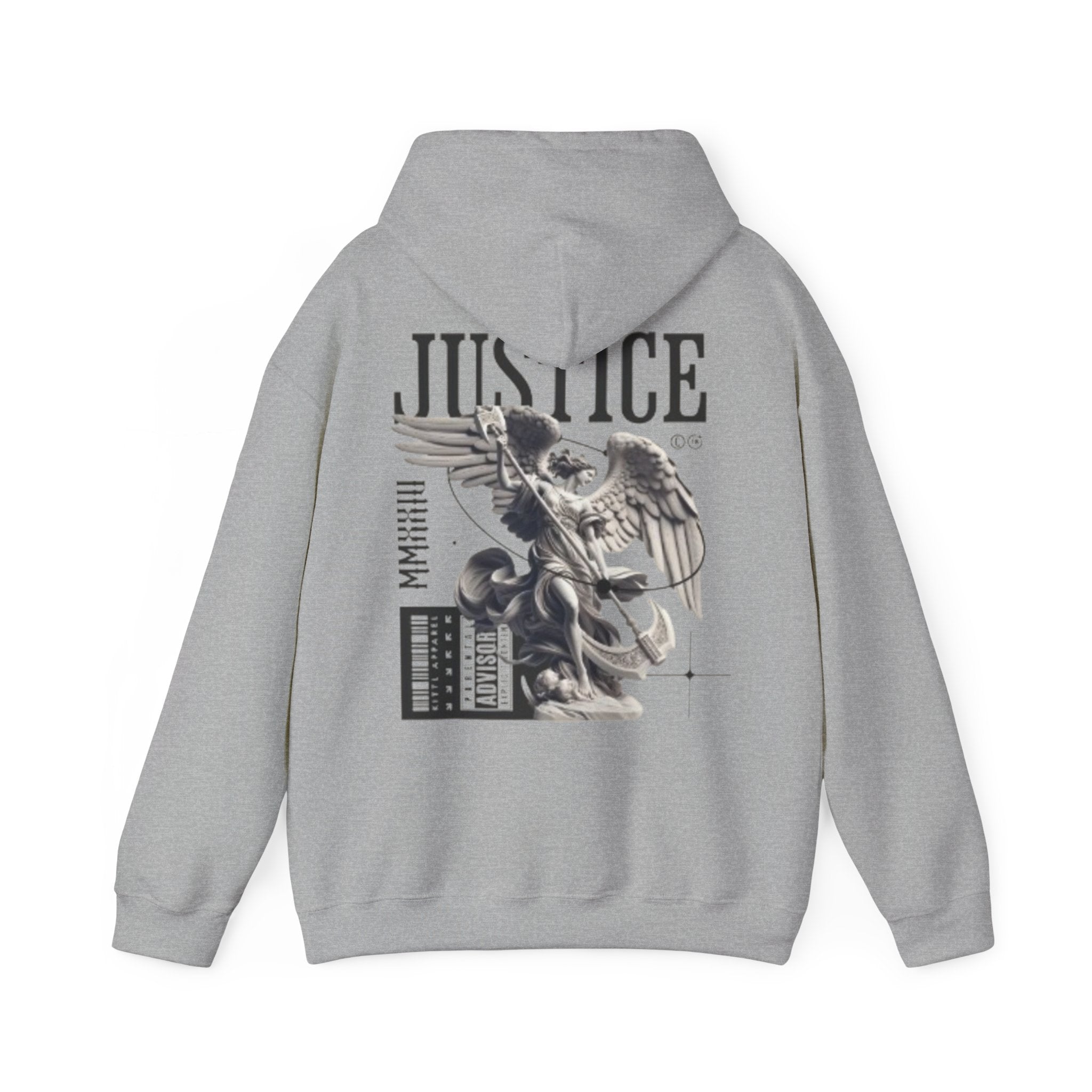 Justice Statue Graphic Hoodie — Angel of Justice Design