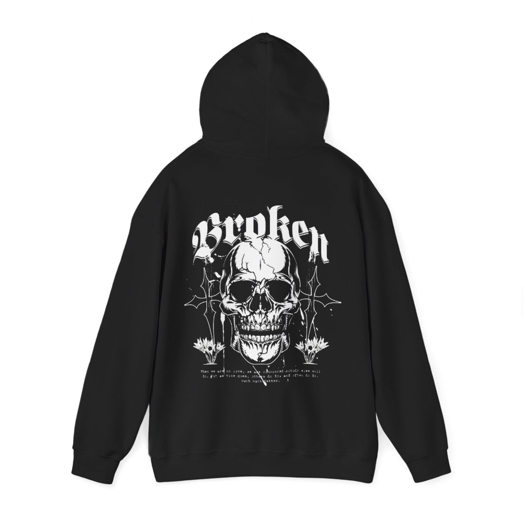 Skull "Broken" Graphic Hoodie — Gothic Streetwear Pullover