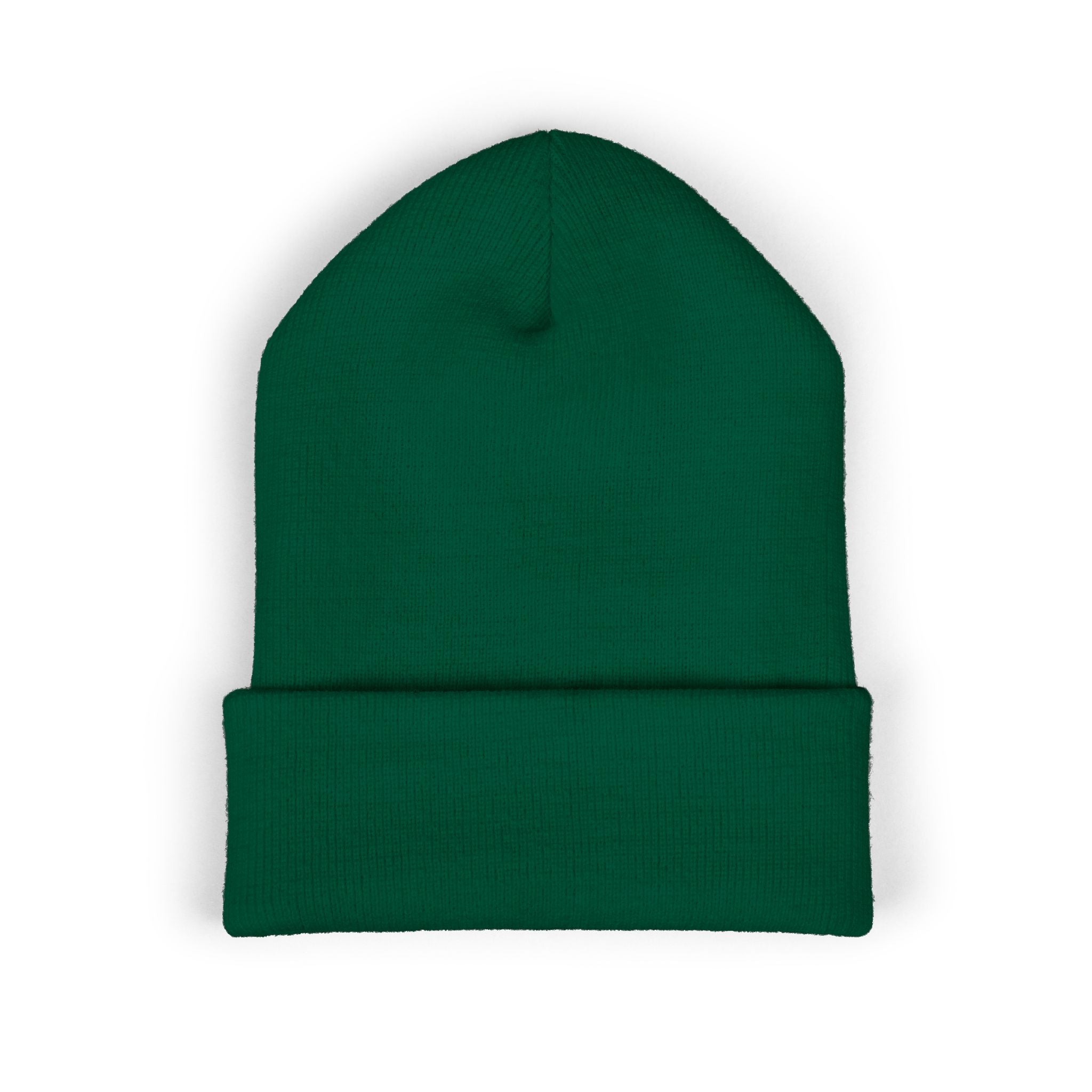Embroidered Classic Cuffed Beanie — Olive Knit Winter Hat