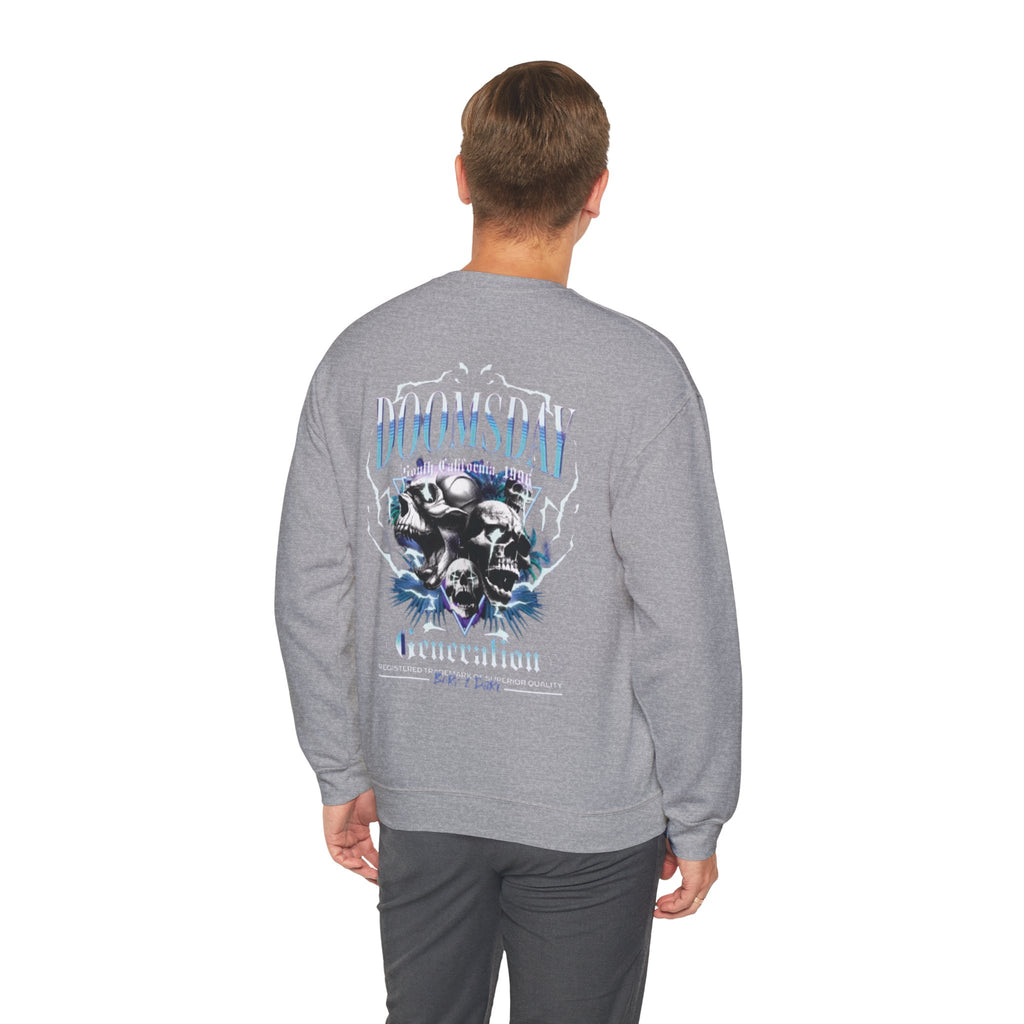 Doomsday Generation Crewneck Sweatshirt — Gothic Skull Graphic Pullover