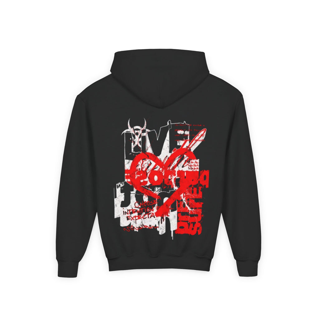 Youth Graphic Hoodie — Turquoise Grunge Skate Logo