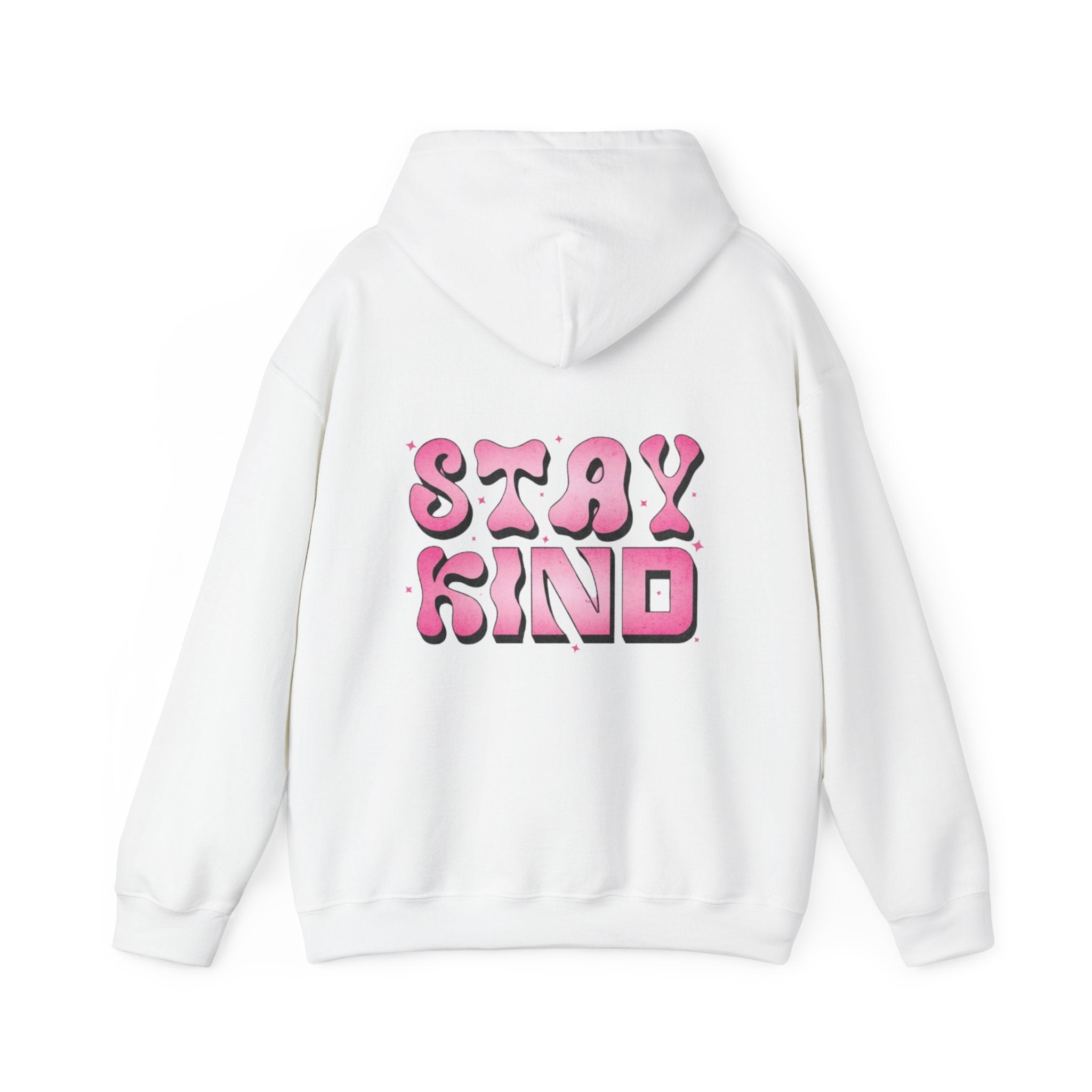 Stay Kind Hoodie — Retro Pink Bubble Letter Graphic Hooded Sweatshirt