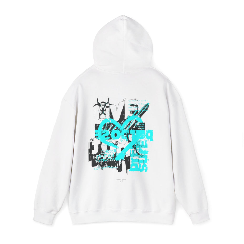 Graphic Hoodie — Turquoise Grunge Heart & Crossbones Streetwear