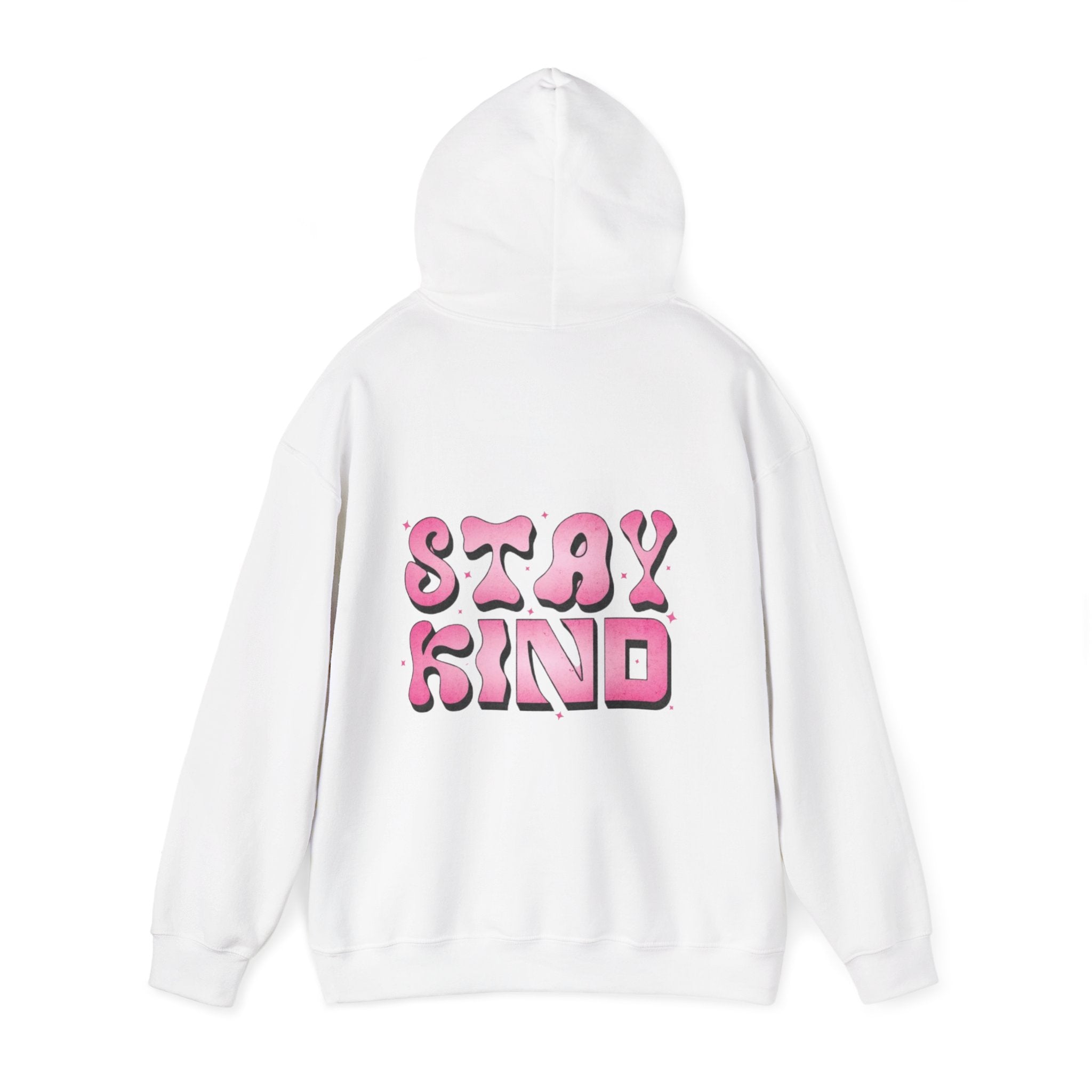Stay Kind Hoodie — Retro Pink Bubble Letter Graphic Hooded Sweatshirt
