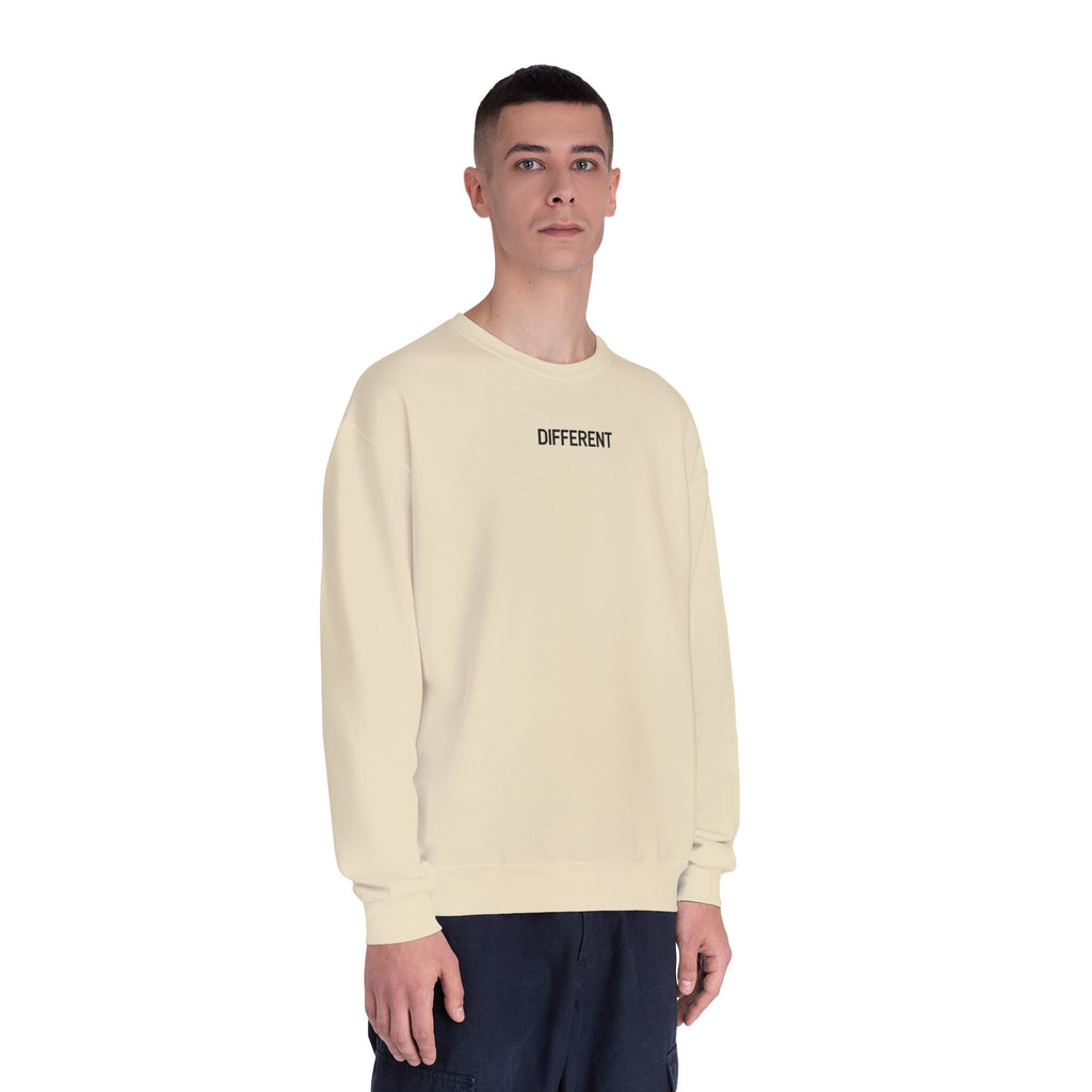 Crewneck Sweatshirt — 'Different' Minimal Front + Flame 'Aura Apparel Co' Back