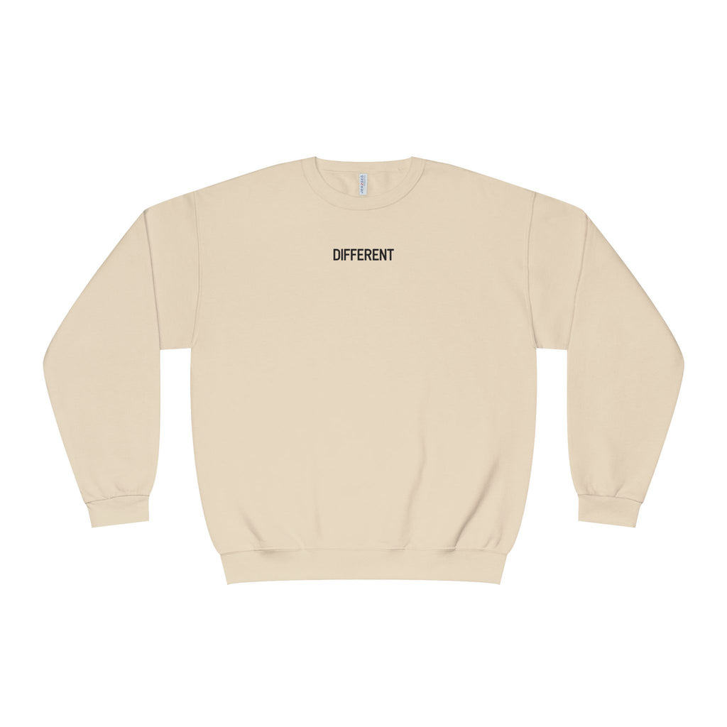 Crewneck Sweatshirt — 'Different' Minimal Front + Flame 'Aura Apparel Co' Back